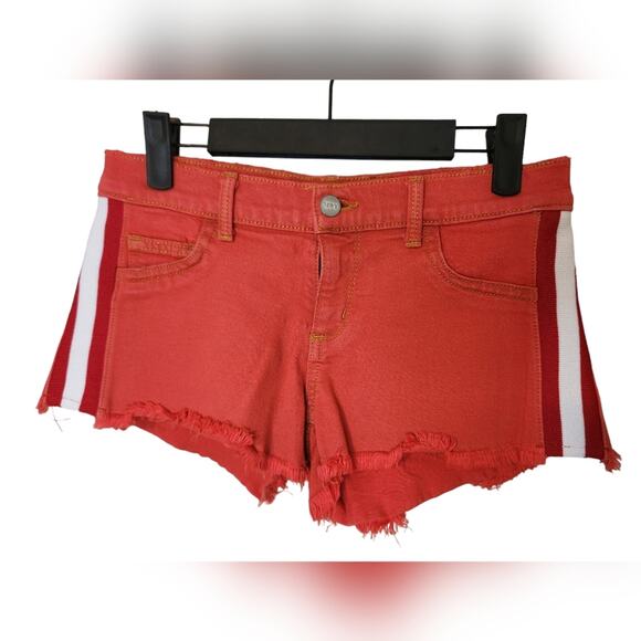 SIWY Red denim shortie short shorts cut offs 24 - Picture 1 of 7